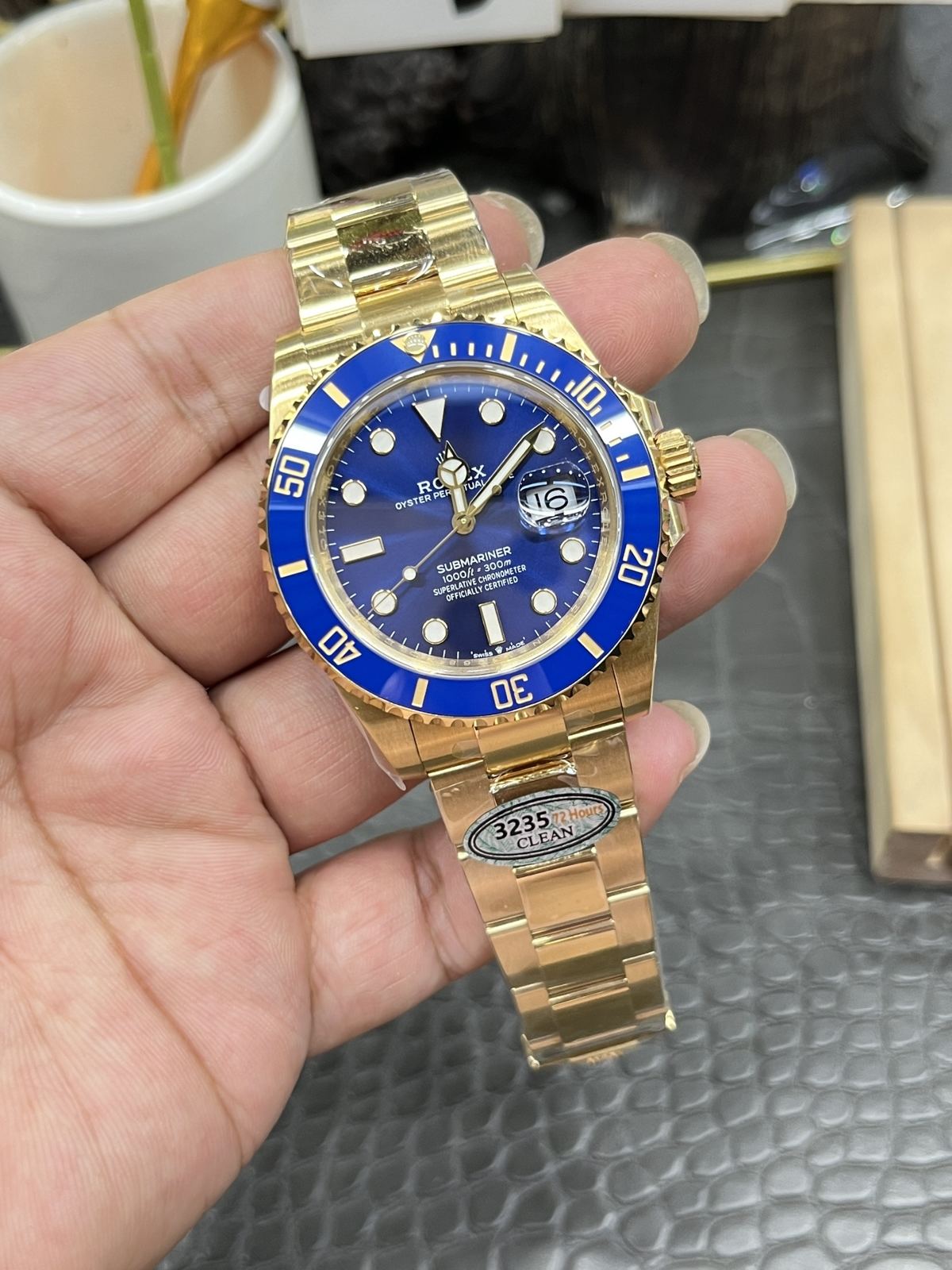 C/Clean Factory Rolex Full Gold Blue Ghost/41mm Full Gold Blue Submariner  第3张