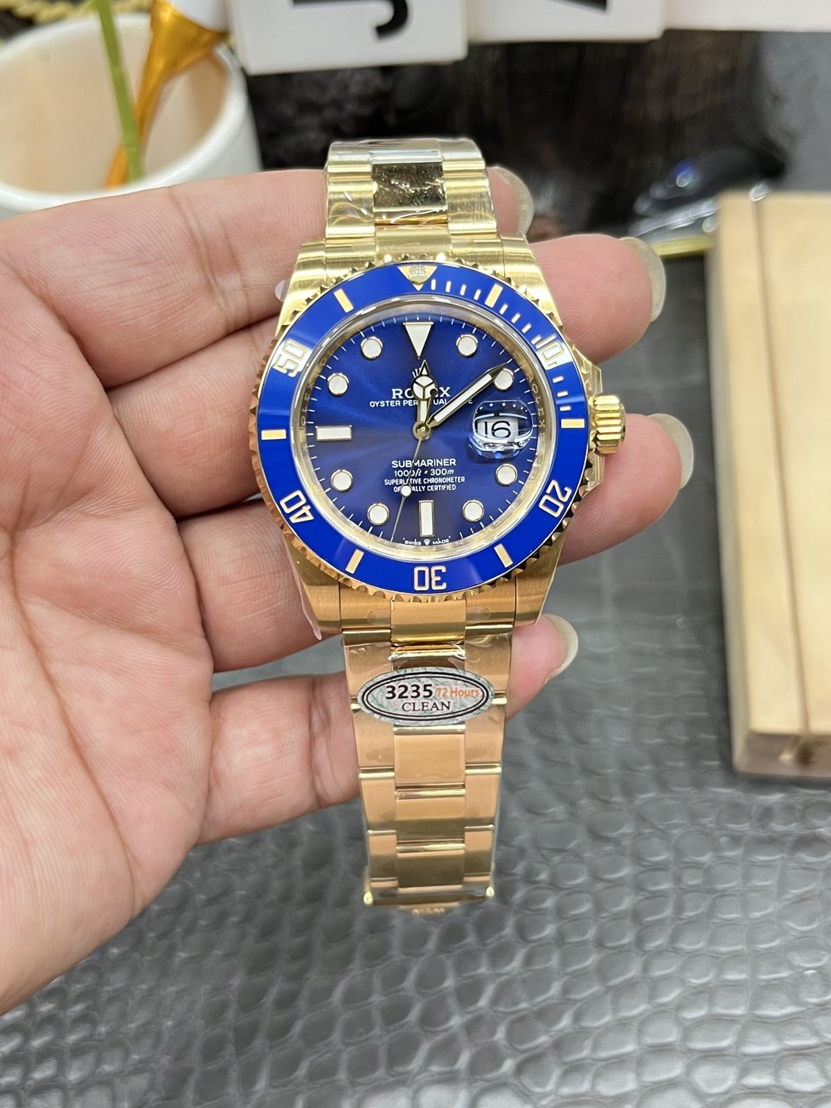 C/Clean Factory Rolex Full Gold Blue Ghost/41mm Full Gold Blue Submariner  第1张