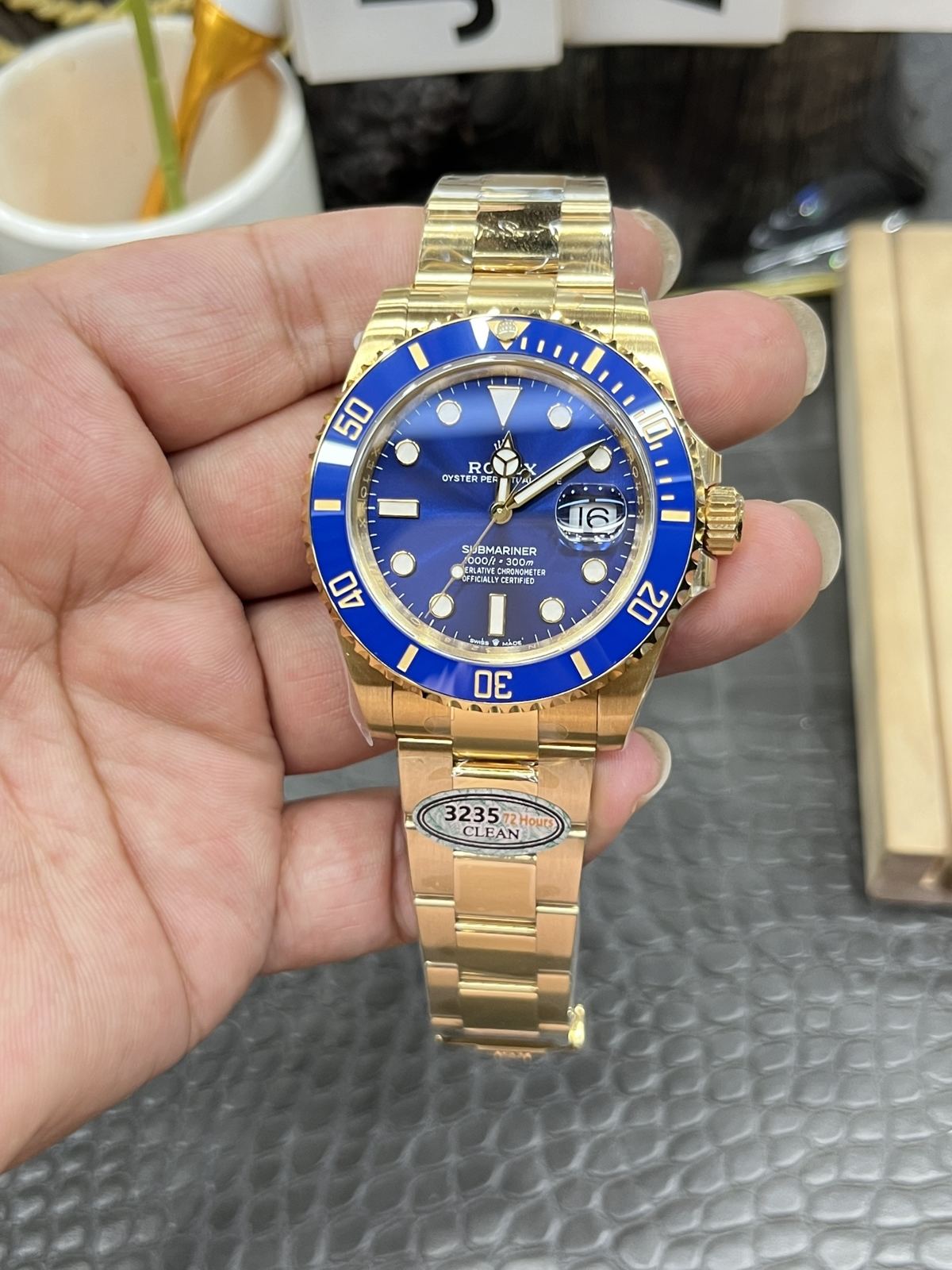 C/Clean Factory Rolex Full Gold Blue Ghost/41mm Full Gold Blue Submariner  第2张