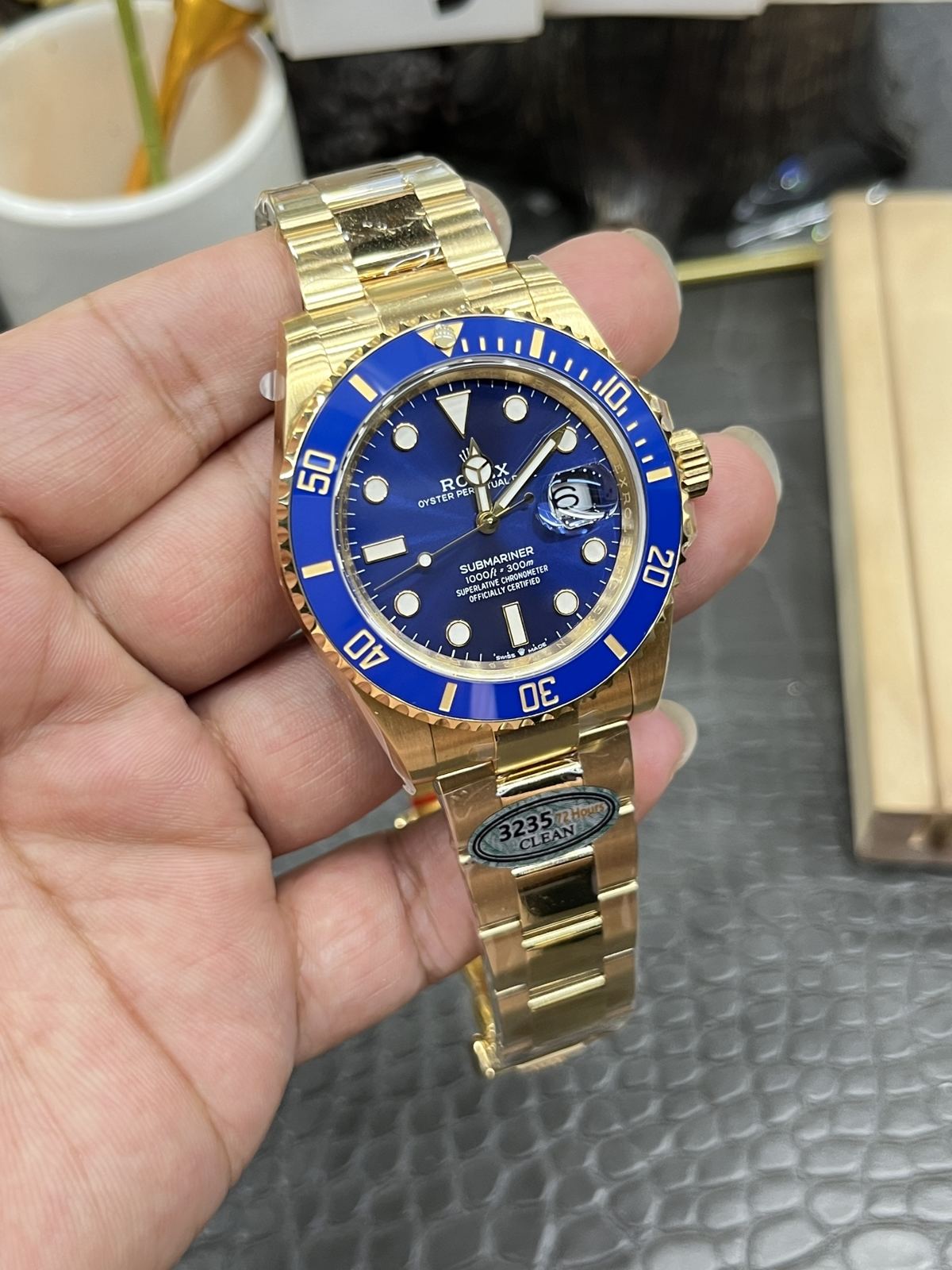 C/Clean Factory Rolex Full Gold Blue Ghost/41mm Full Gold Blue Submariner  第4张