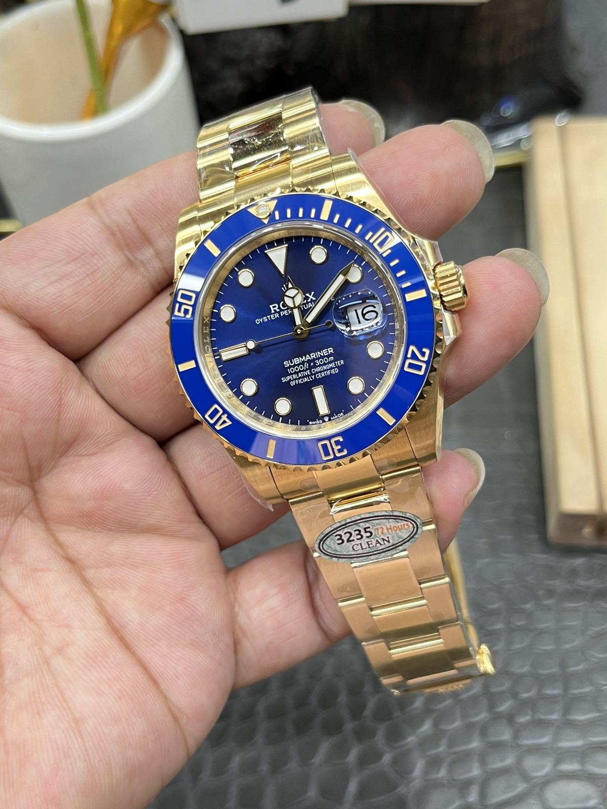 C/Clean Factory Rolex Full Gold Blue Ghost/41mm Full Gold Blue Submariner  第5张